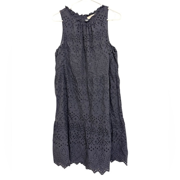 LOFT Dresses & Skirts - 2/$30 LOFT Navy Blue Eyelet Sleeveless Tiered Dress Size L